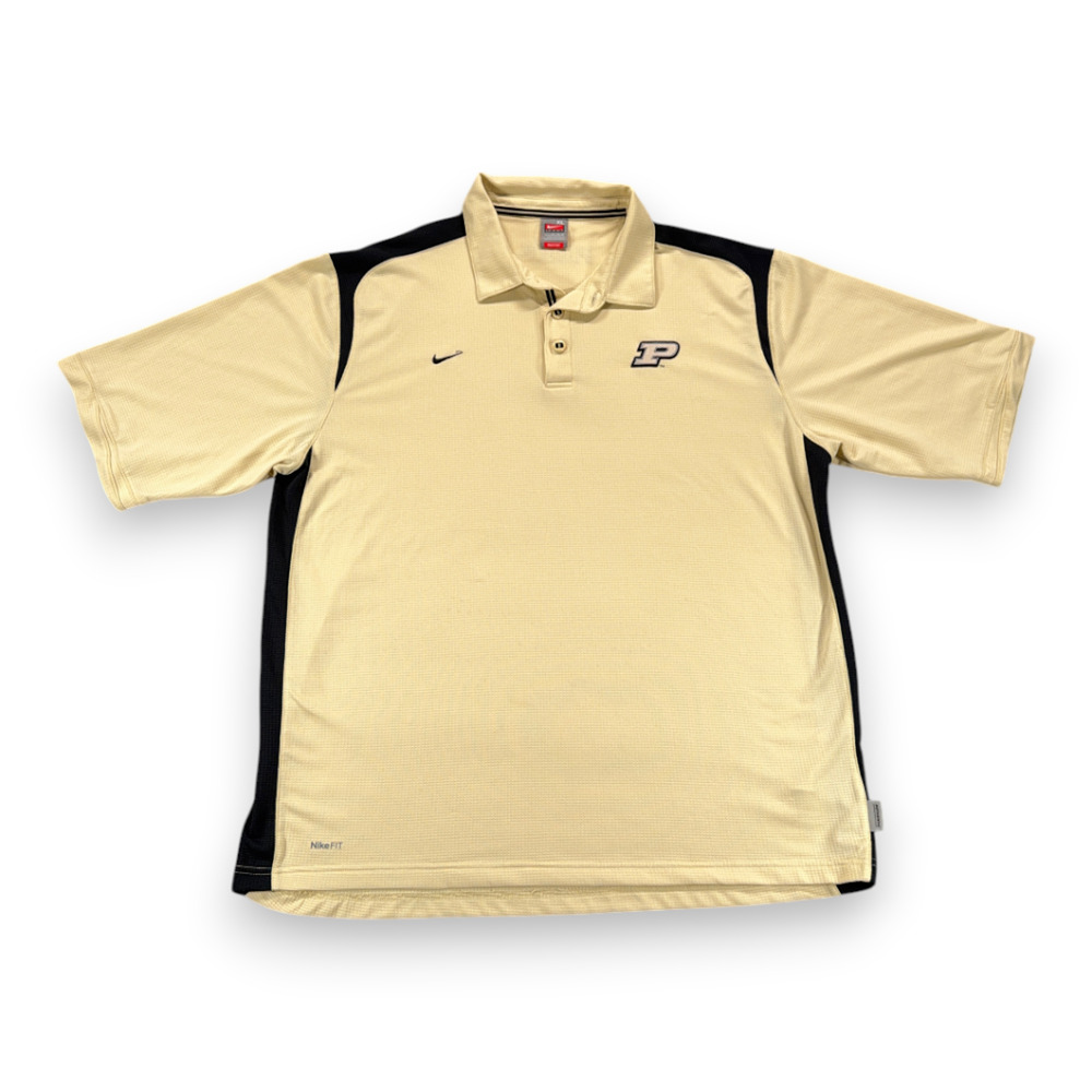 Vintage Purdue Boilermakers Polo Shirt Adult EXTRA LARGE Yellow Nike Drifit Y2K